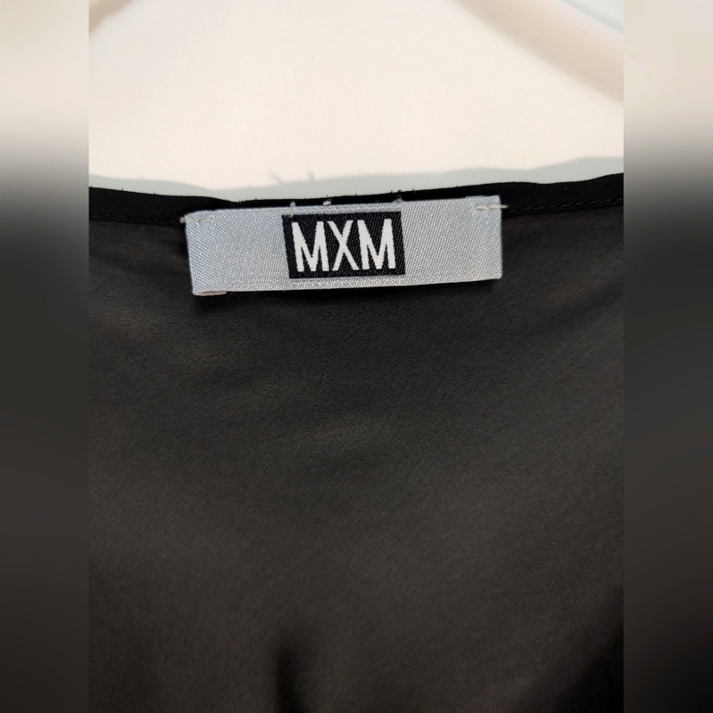 MXM sheer black top with sequins and beads. Size 1X. - Picture 4 of 4
